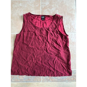 Eileen Fisher Silk‎ Scoop Neck Tank Top Maroon size M